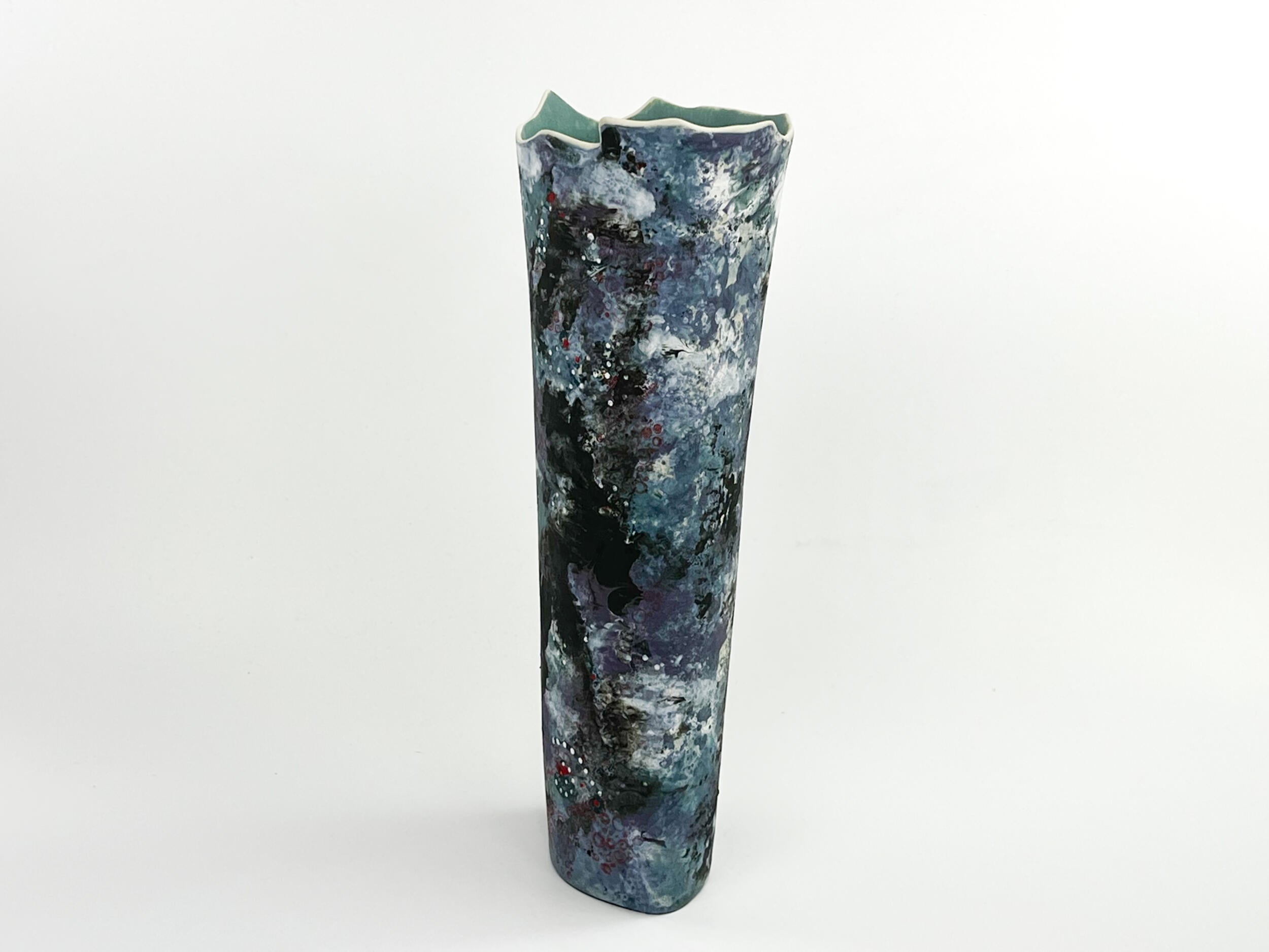 Celestial Drift — JeanElton OvalVase in Blue & Purple, side view