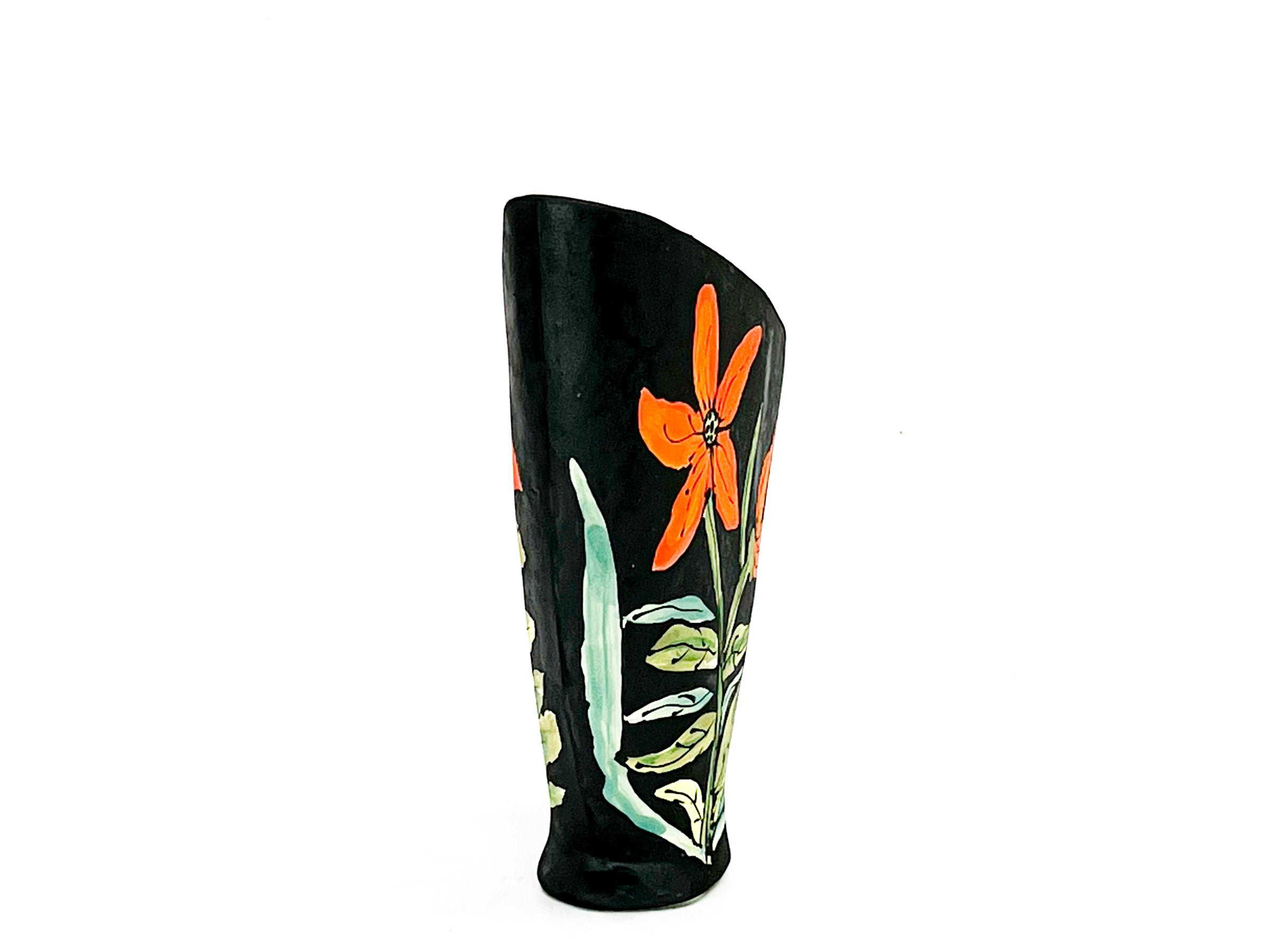 Tiger Lillies II — JeanElton SailVase in Black & Orange, side view
