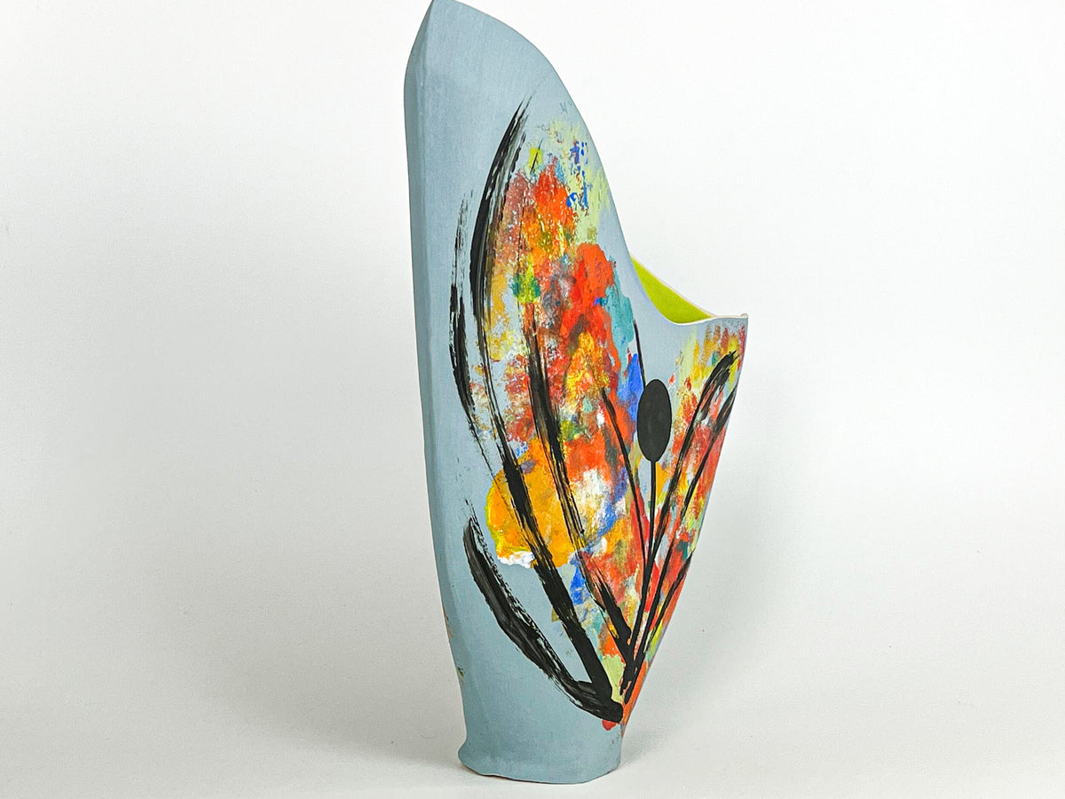 Willow Moon — JeanElton SailVase in Green & Olive, side view