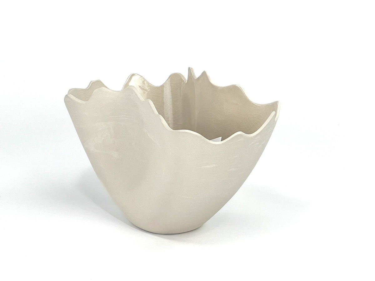 Cloud Pour IV — JeanElton TallVase in Neutral & Earth, three-quarter view