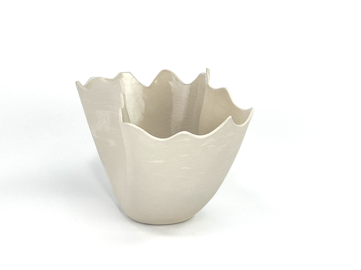 Cloud Pour IV — JeanElton TallVase in Neutral & Earth, side view