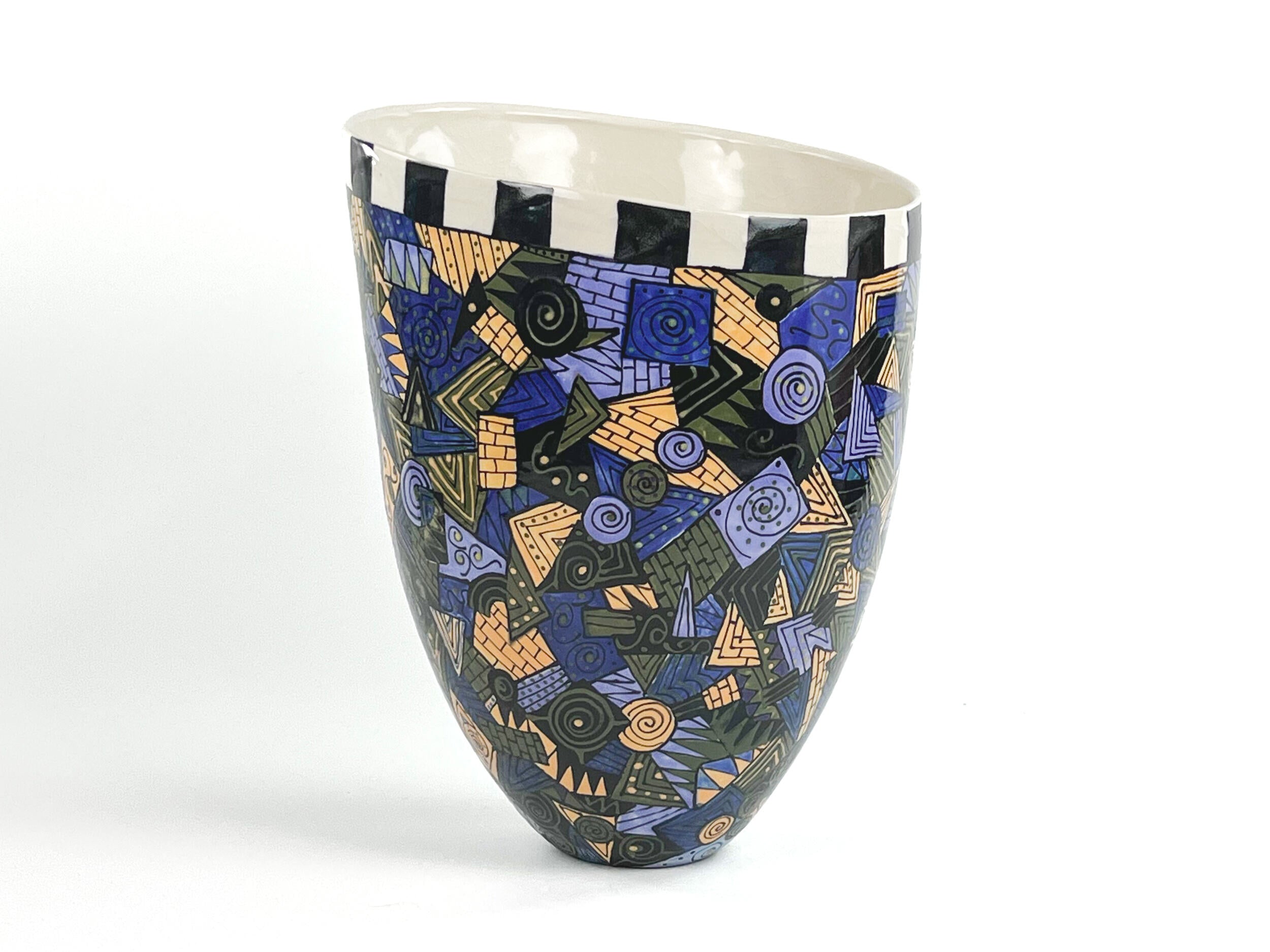A Formal Passion for Purple — JeanElton TallVase in Multi-Color/Cream, front view