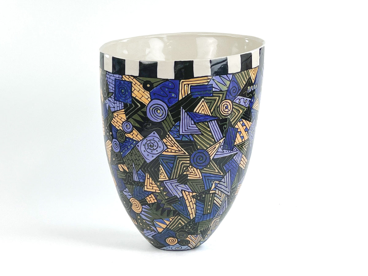 A Formal Passion for Purple — JeanElton TallVase in Multi-Color/Cream, three-quarter view