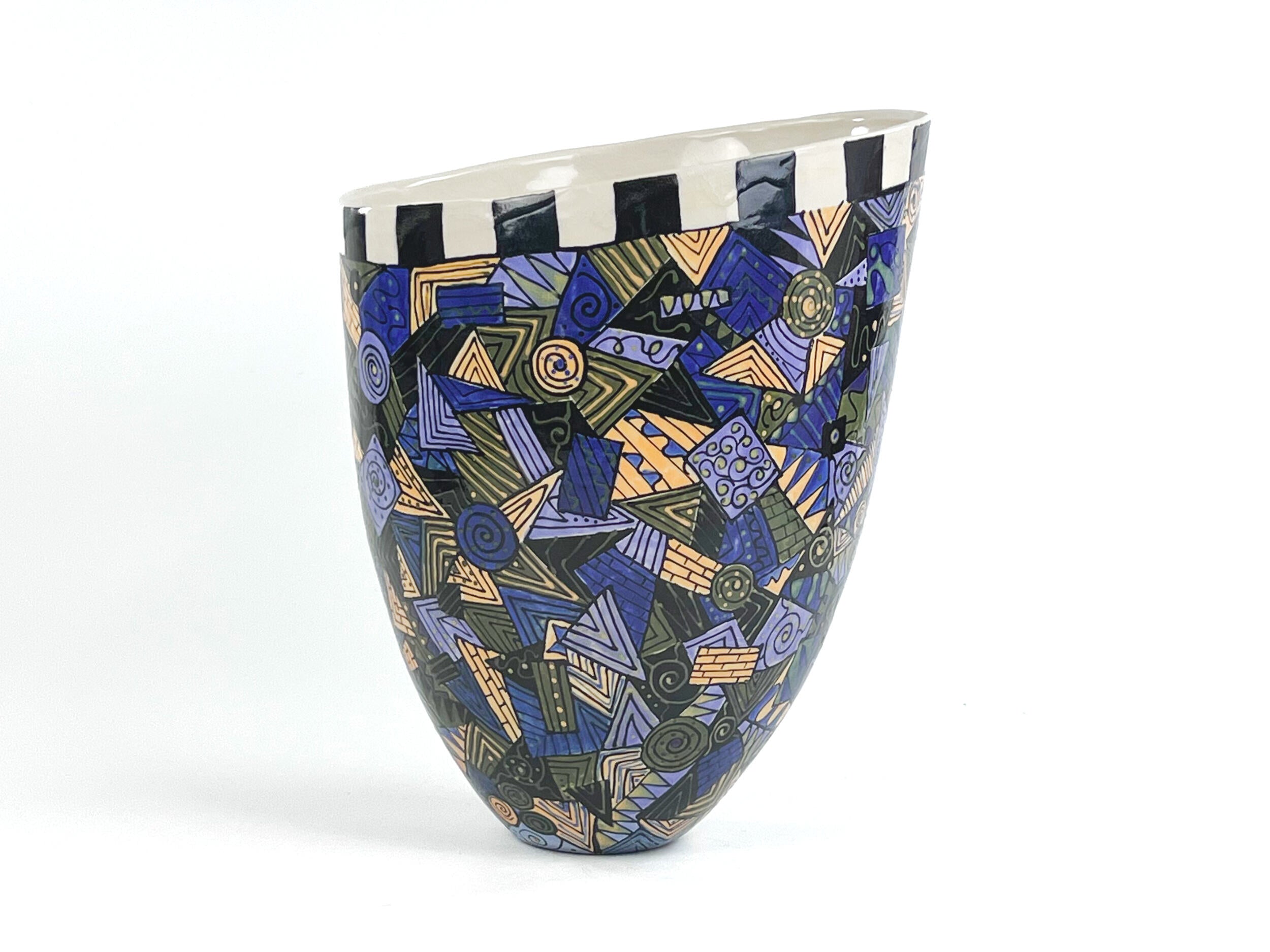A Formal Passion for Purple — JeanElton TallVase in Multi-Color/Cream, side view