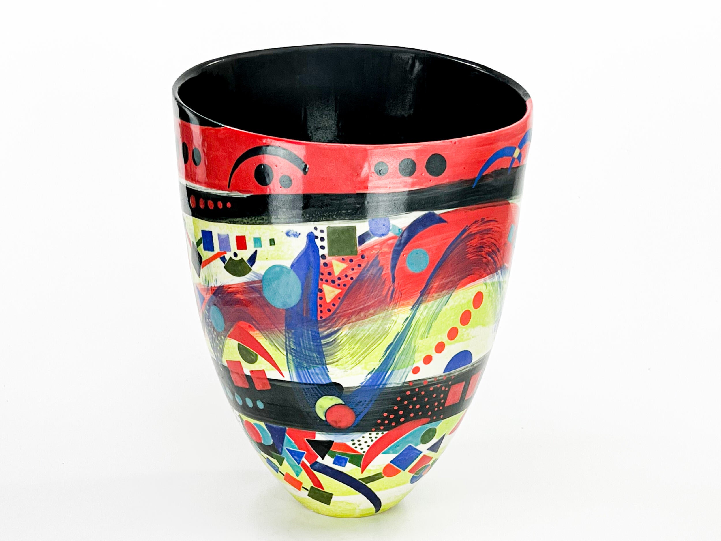 Circus on the Green — JeanElton TallVase in Multi-Color/Black, three-quarter view