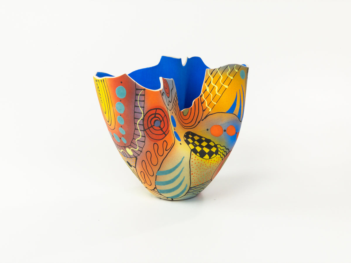 Solar Carnival II — JeanElton TallVase in Multi-Color/Blue, three-quarter view