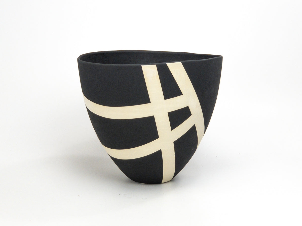 Haiku IV — JeanElton TallVase in Black & Cream, front view