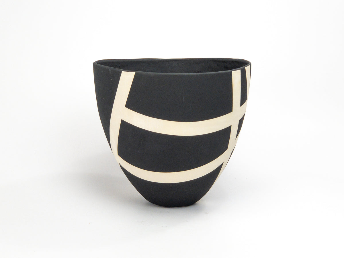 Haiku IV — JeanElton TallVase in Black & Cream, three-quarter view