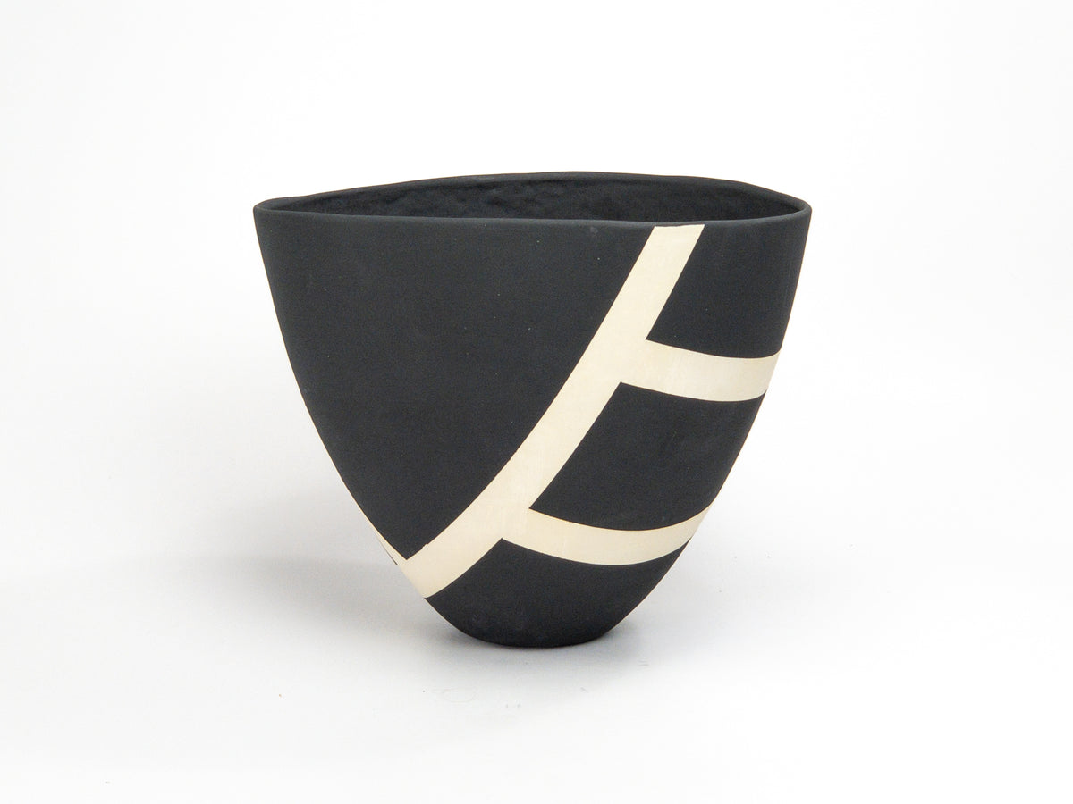Haiku IV — JeanElton TallVase in Black & Cream, side view