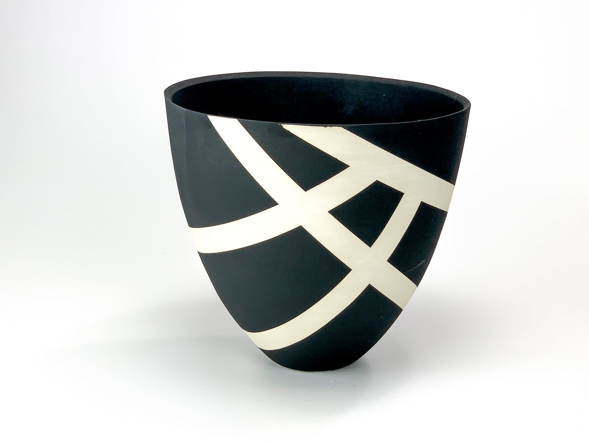 Haiku VI — JeanElton TallVase in Black & Cream, front view