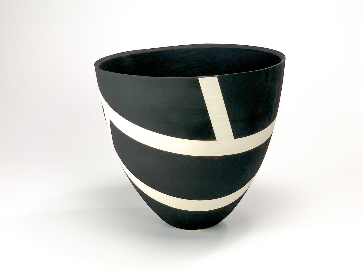 Haiku VI — JeanElton TallVase in Black & Cream, side view