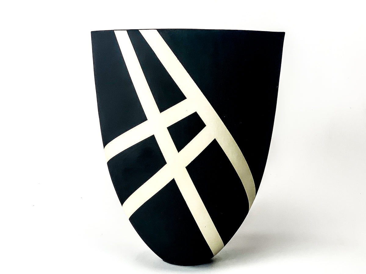 Haiku XIII — JeanElton TallVase in Black & Cream, side view