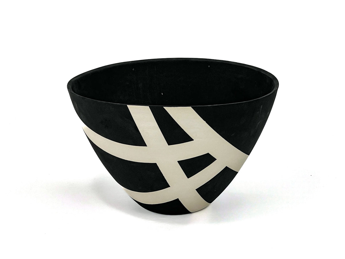 Haiku IX — JeanElton TallVase in Black & Cream, front view