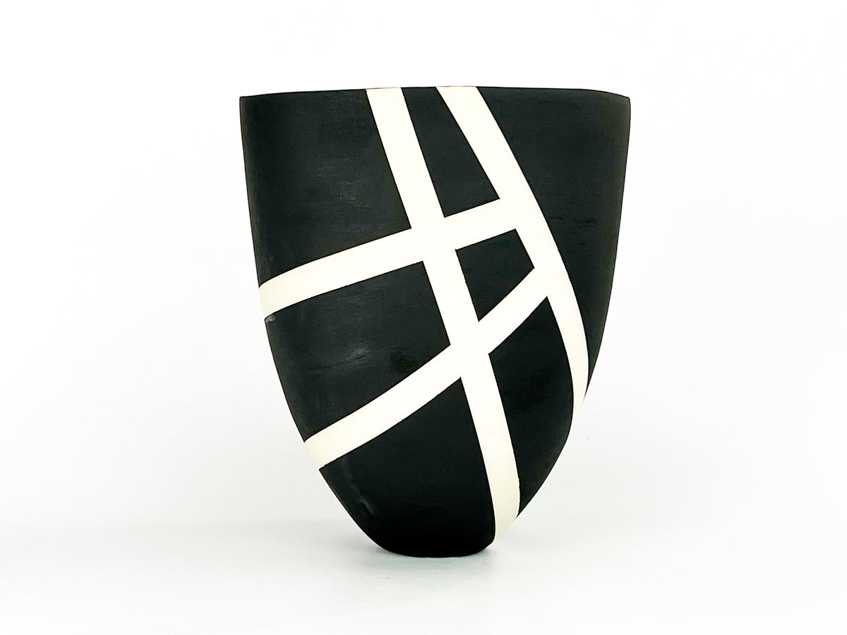 Haiku X — JeanElton TallVase in Black & Cream, front view