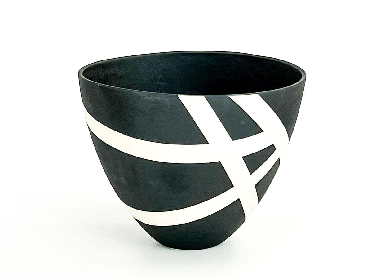Haiku XI — JeanElton TallVase in Black & Cream, front view