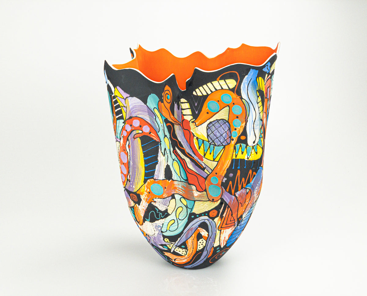 Olio Hues II — JeanElton TallVase in Multi-Color/Orange, front view