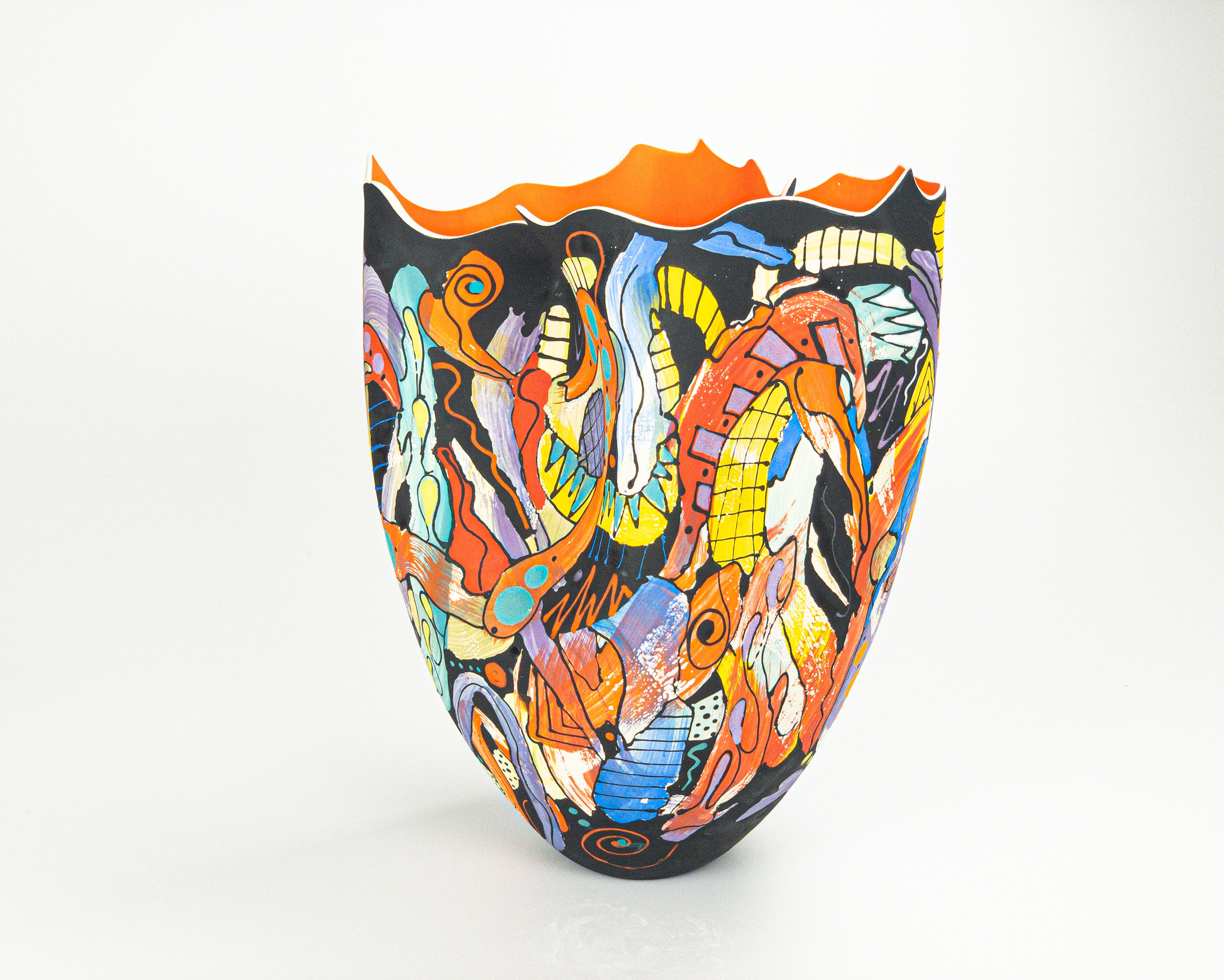 Olio Hues II — JeanElton TallVase in Multi-Color/Orange, three-quarter view