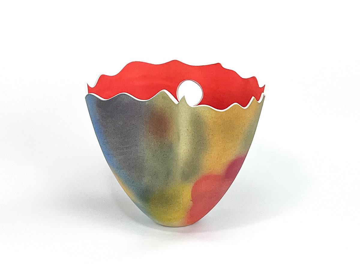 Hazy Sunset IV — JeanElton TallVase in Multi-Color/Orange, front view