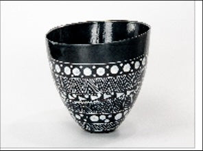 Night Carnival I — JeanElton TallVase in Black & Cream, front view