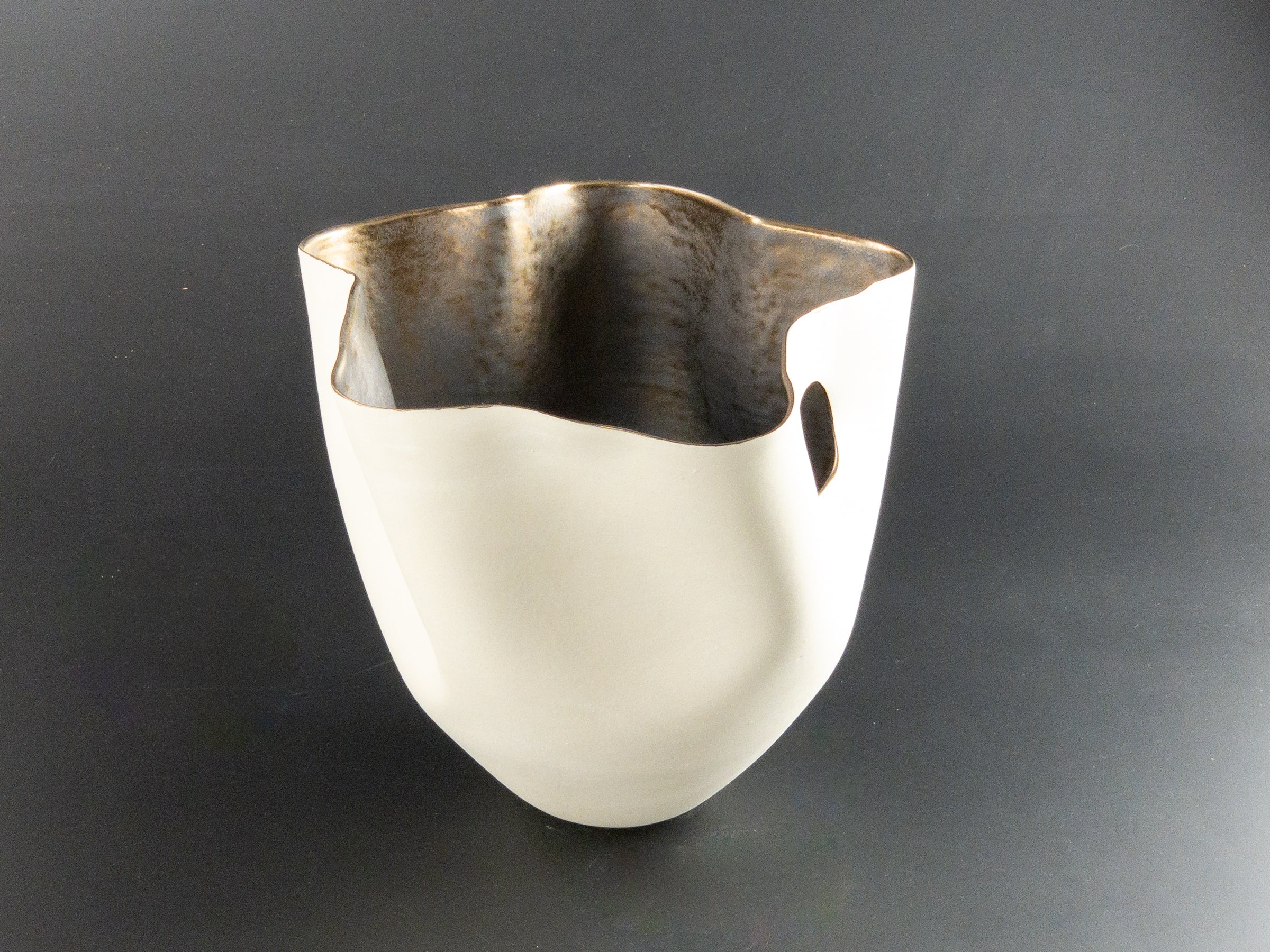 Portal to Gold III — JeanElton TallVase in Metallic & Cream, side view