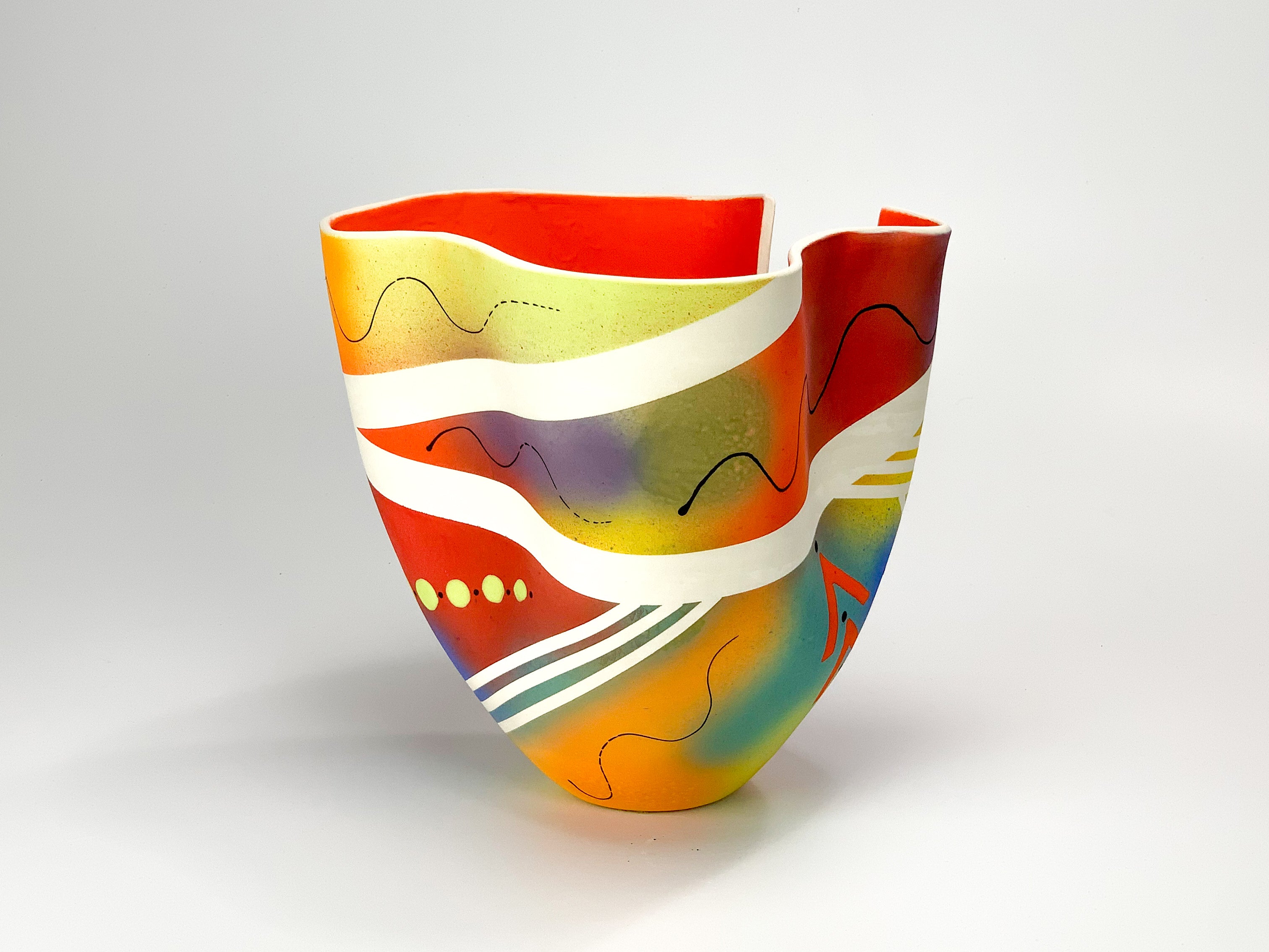 Intersections VI — JeanElton TallVase in Multi-Color/Orange, side view