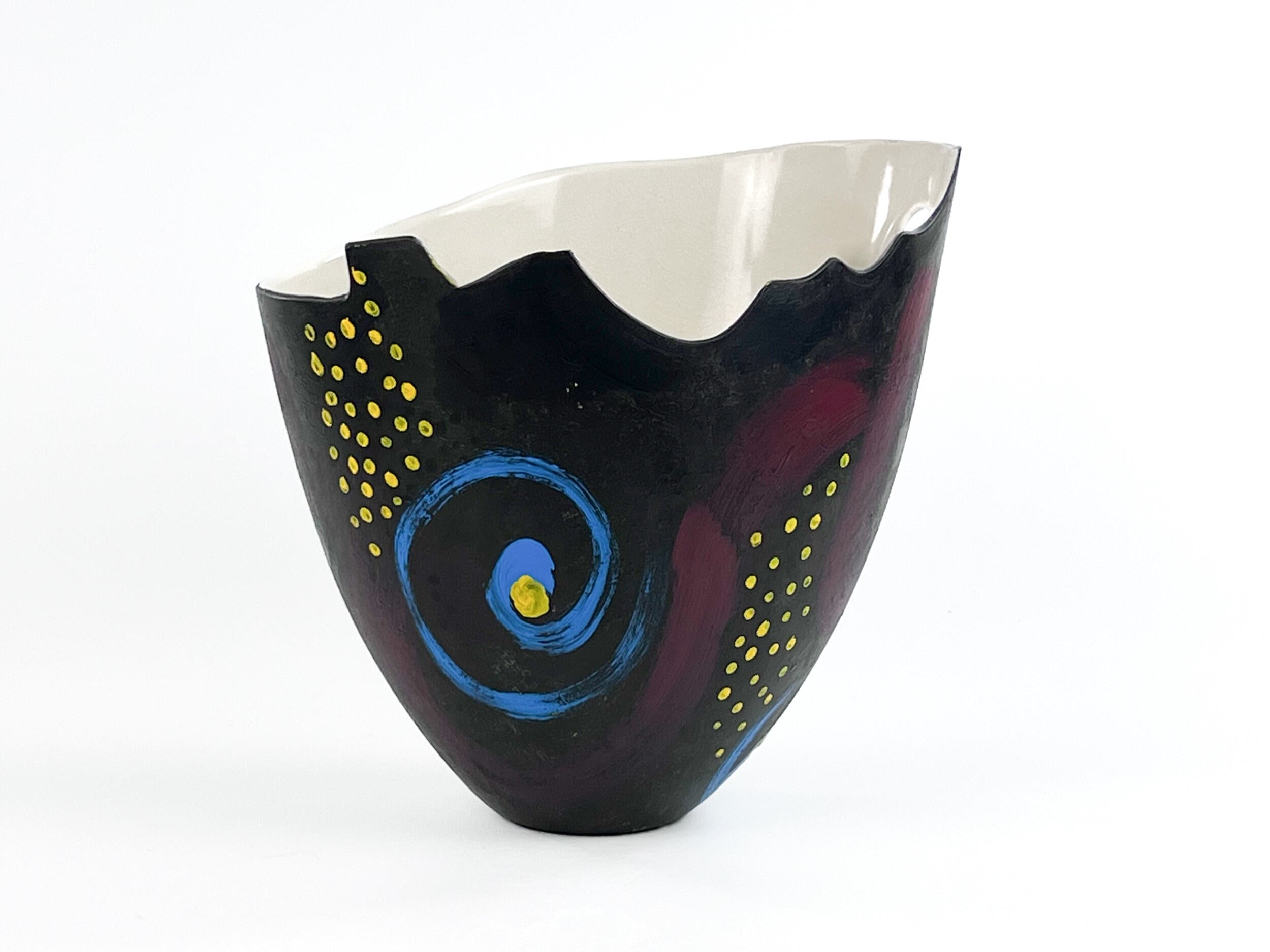 Celestial Script — JeanElton TallVase in Black & Cream, side view