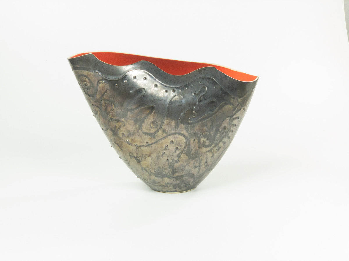 Red Armor — JeanElton TallVase in Gold & Metallic, three-quarter view