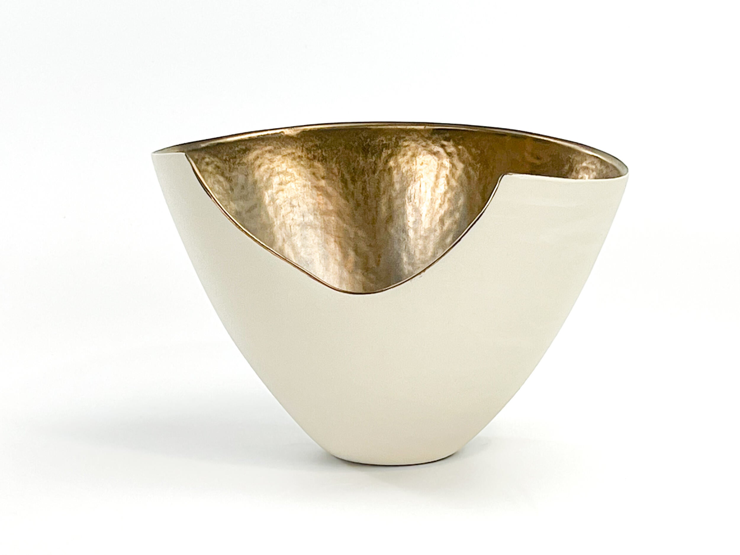 Inner Gleam II — JeanElton TallVase in Metallic & Cream, front view