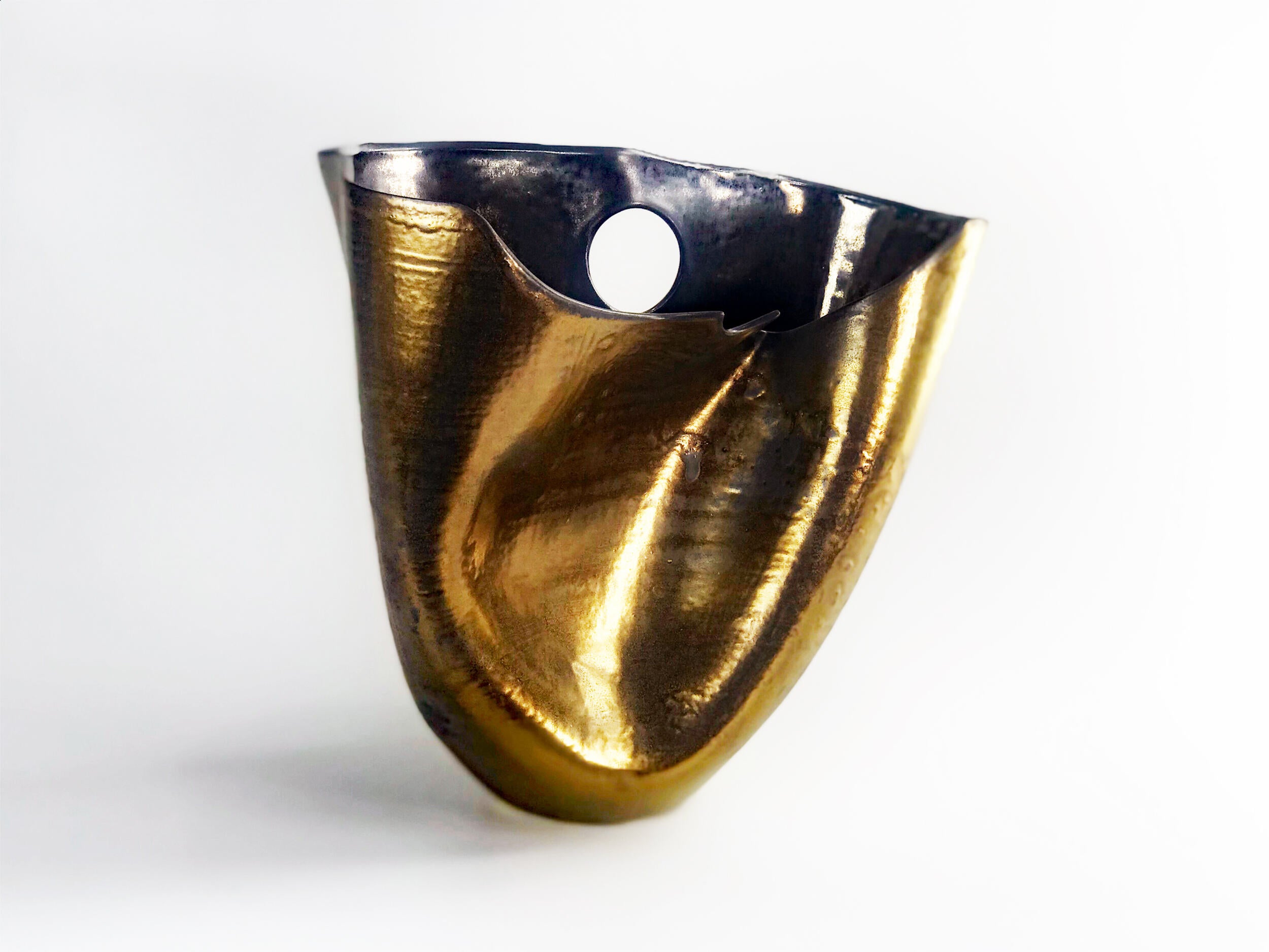 Bold Fold I — JeanElton TallVase in Gold & Metallic, front view
