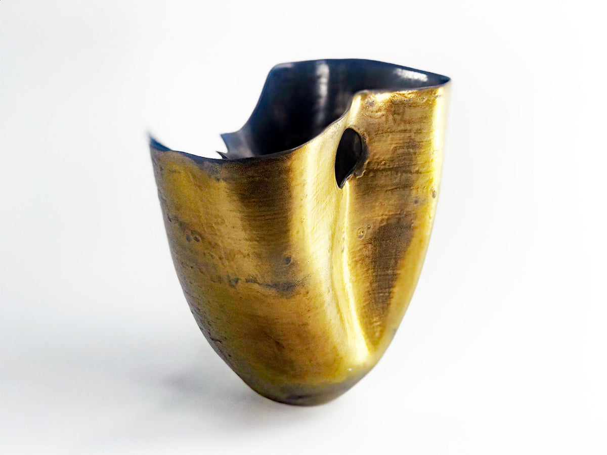 Bold Fold I — JeanElton TallVase in Gold & Metallic, side view