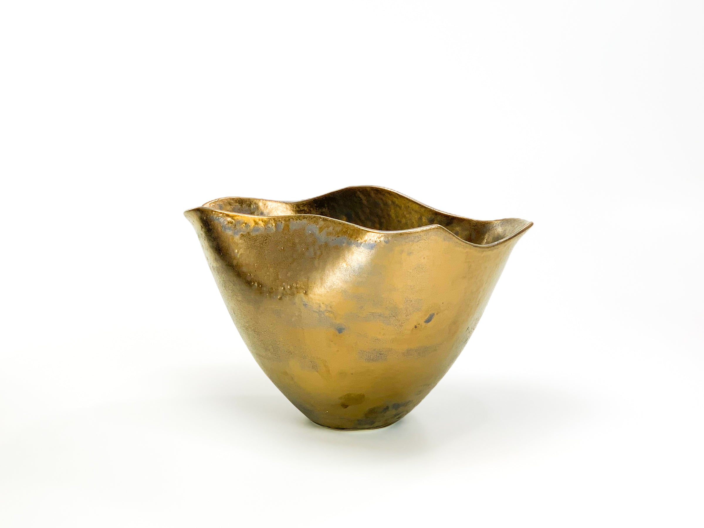 Golden Waves III — JeanElton TallVase in Gold & Metallic, front view