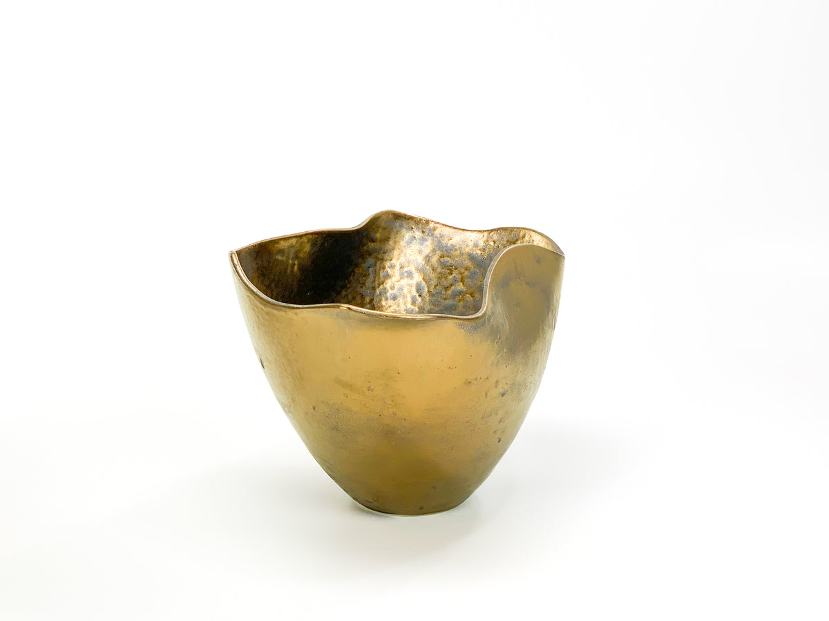 Golden Waves III — JeanElton TallVase in Gold & Metallic, side view