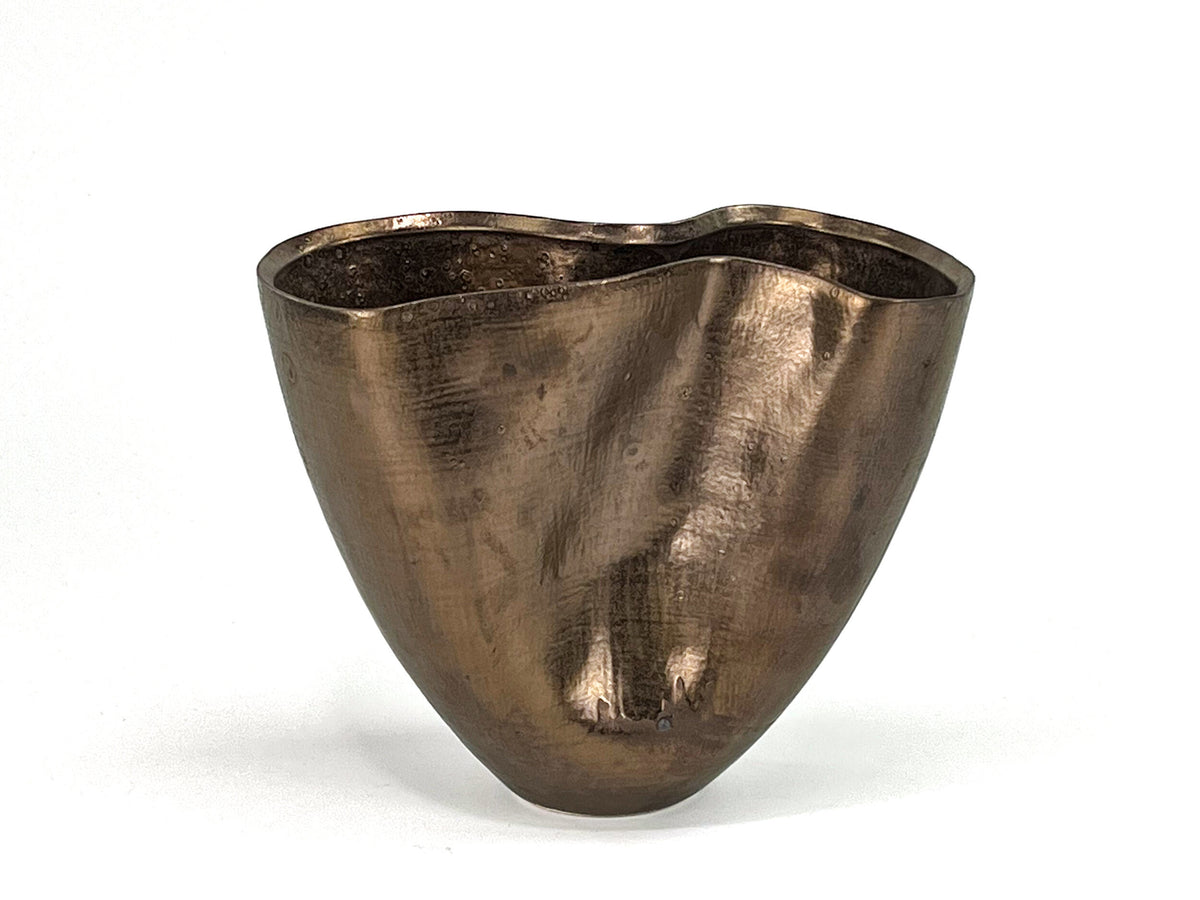 Golden Waves VII — JeanElton TallVase in Gold & Metallic, front view