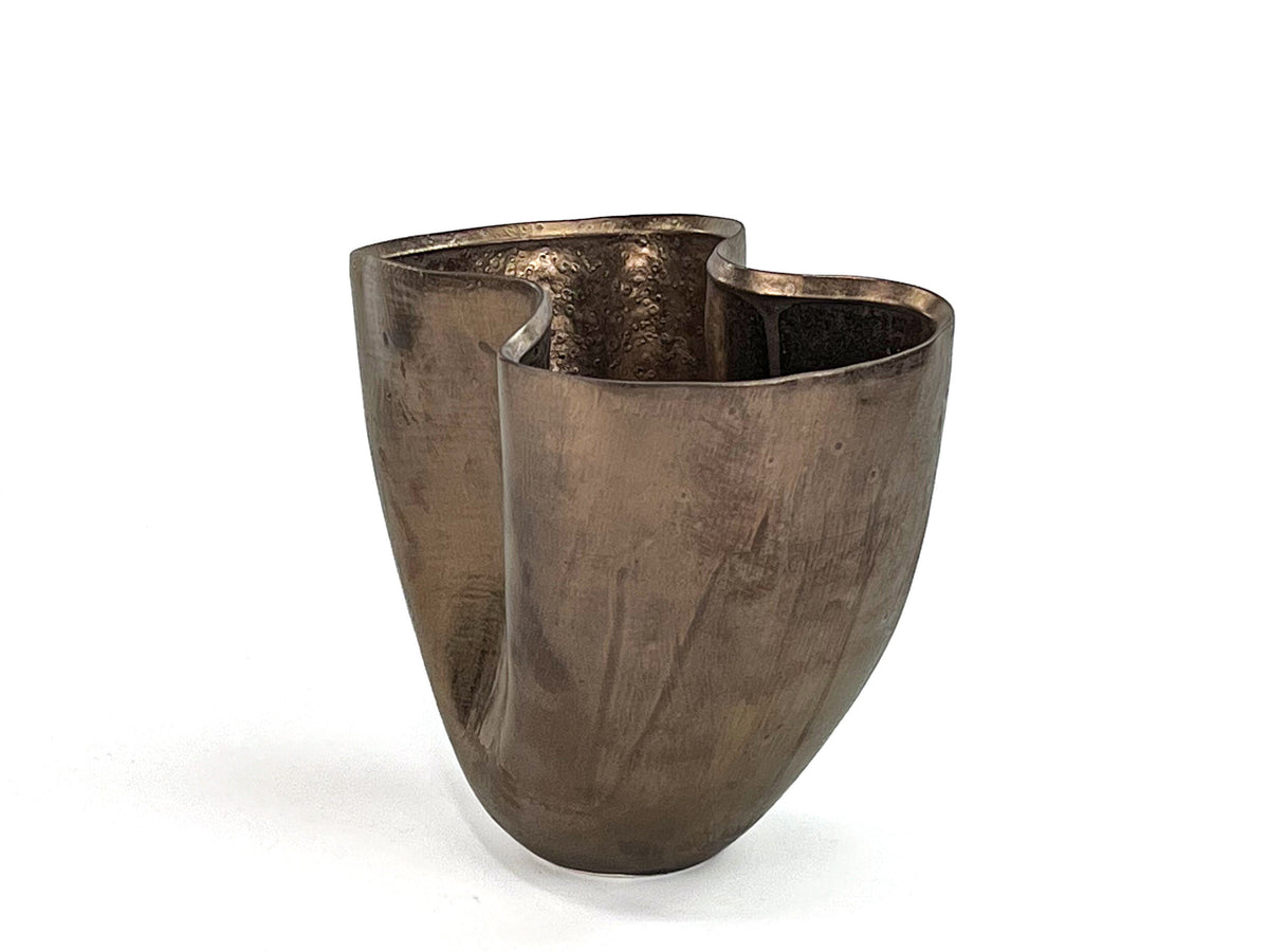Golden Waves VII — JeanElton TallVase in Gold & Metallic, side view