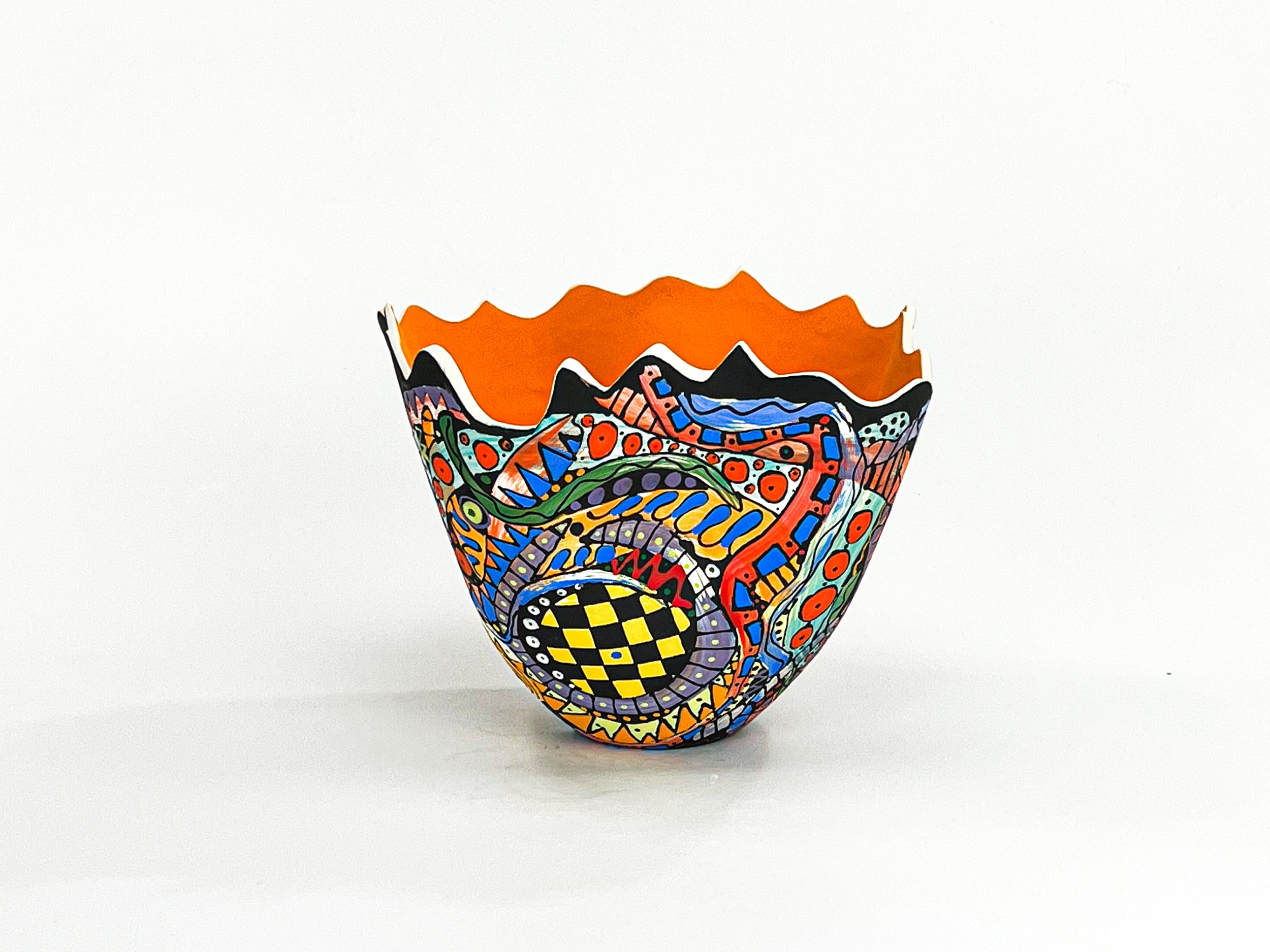 Mediterranean Mix II — JeanElton TallVase in Multi-Color/Orange, front view