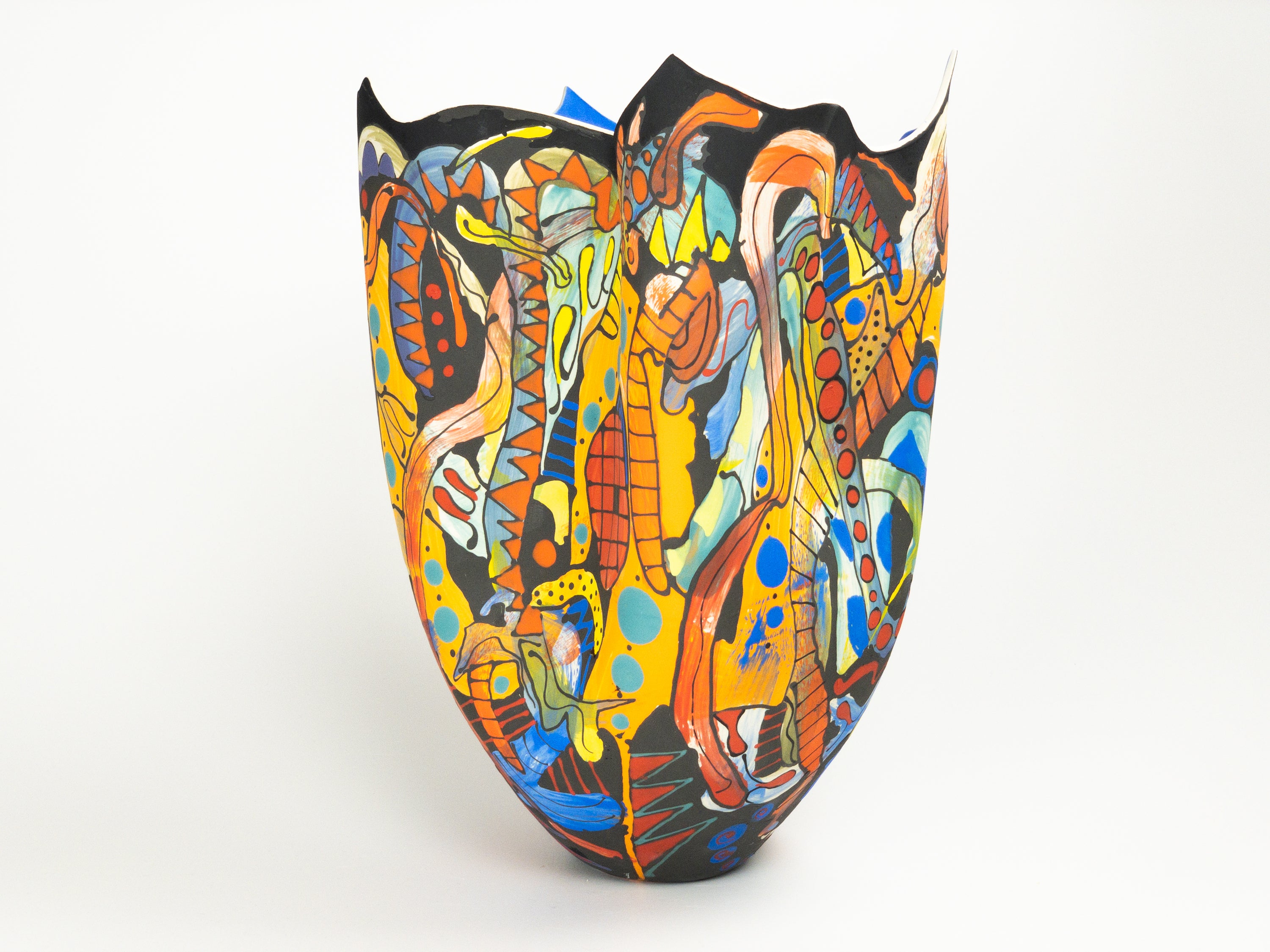 Curve & Color Medley I — JeanElton TallVase in Multi-Color/Blue, front view