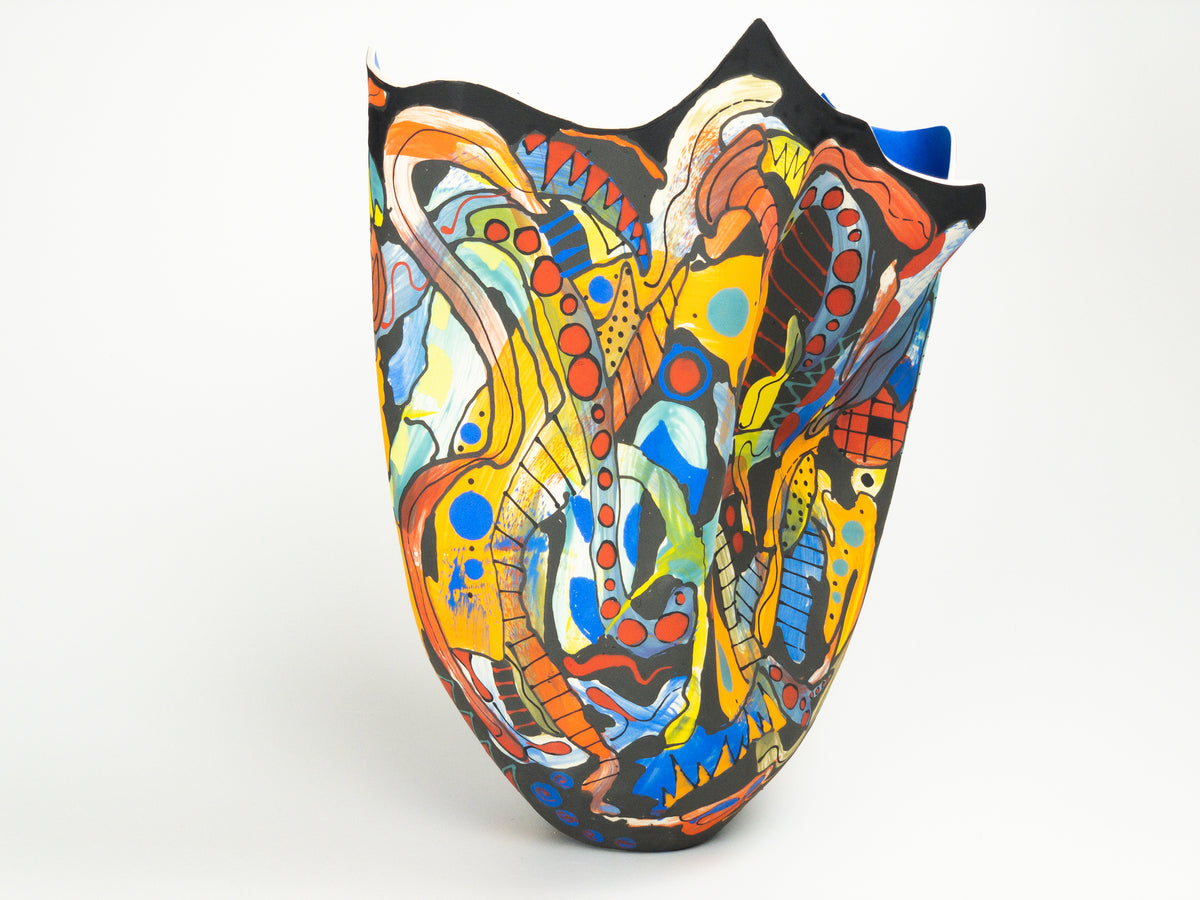 Curve & Color Medley I — JeanElton TallVase in Multi-Color/Blue, three-quarter view