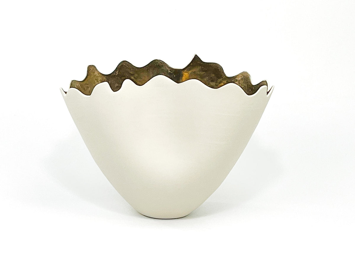 Golden Horizon VI — JeanElton TallVase in Metallic & Cream, front view