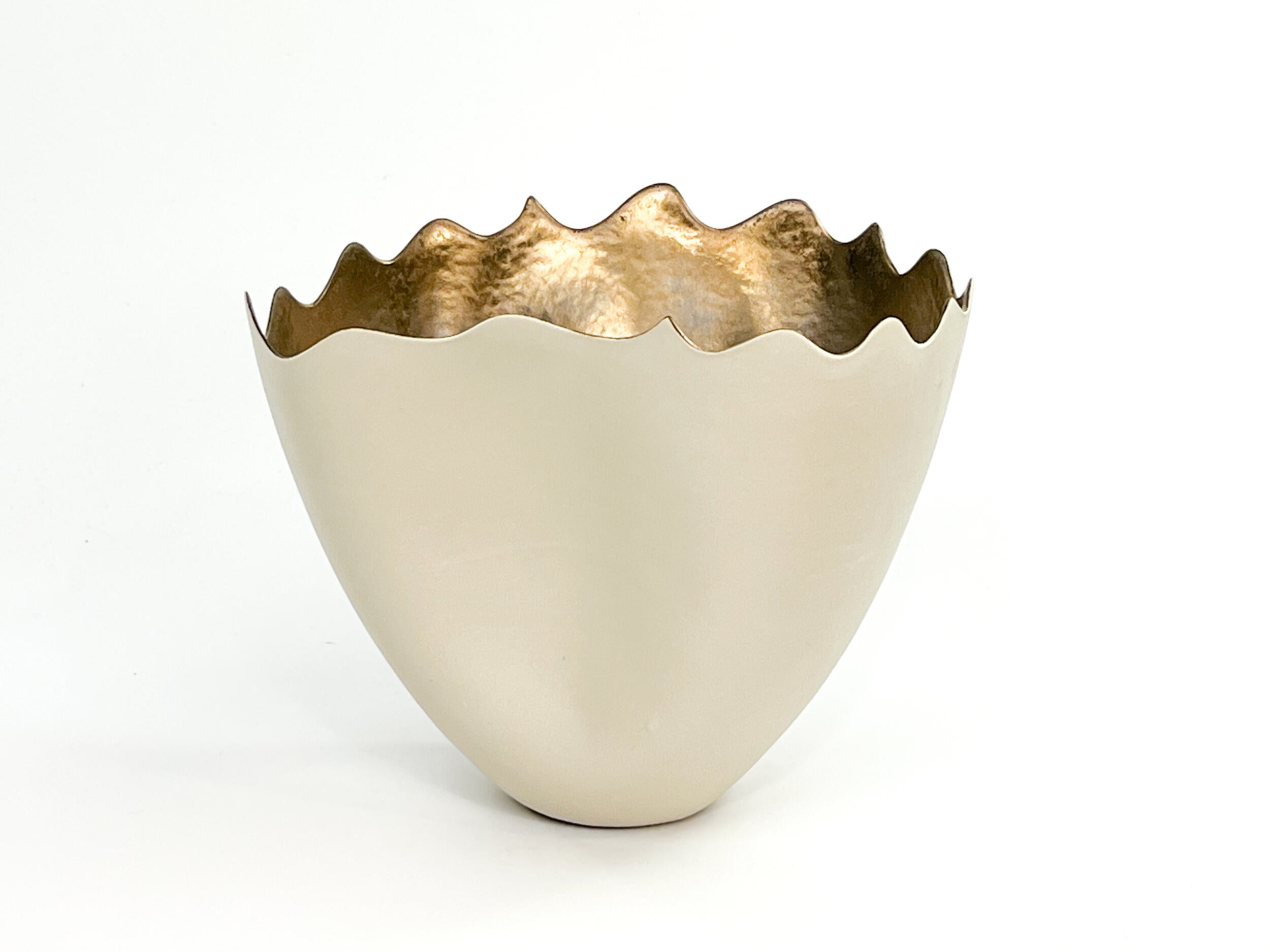 Golden Horizon X — JeanElton TallVase in Metallic & Cream, front view