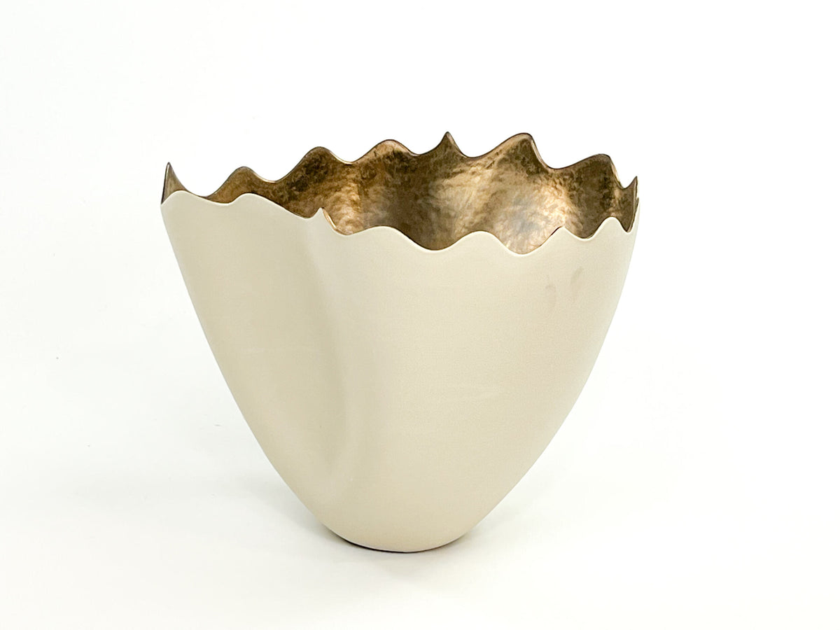Golden Horizon X — JeanElton TallVase in Metallic & Cream, three-quarter view