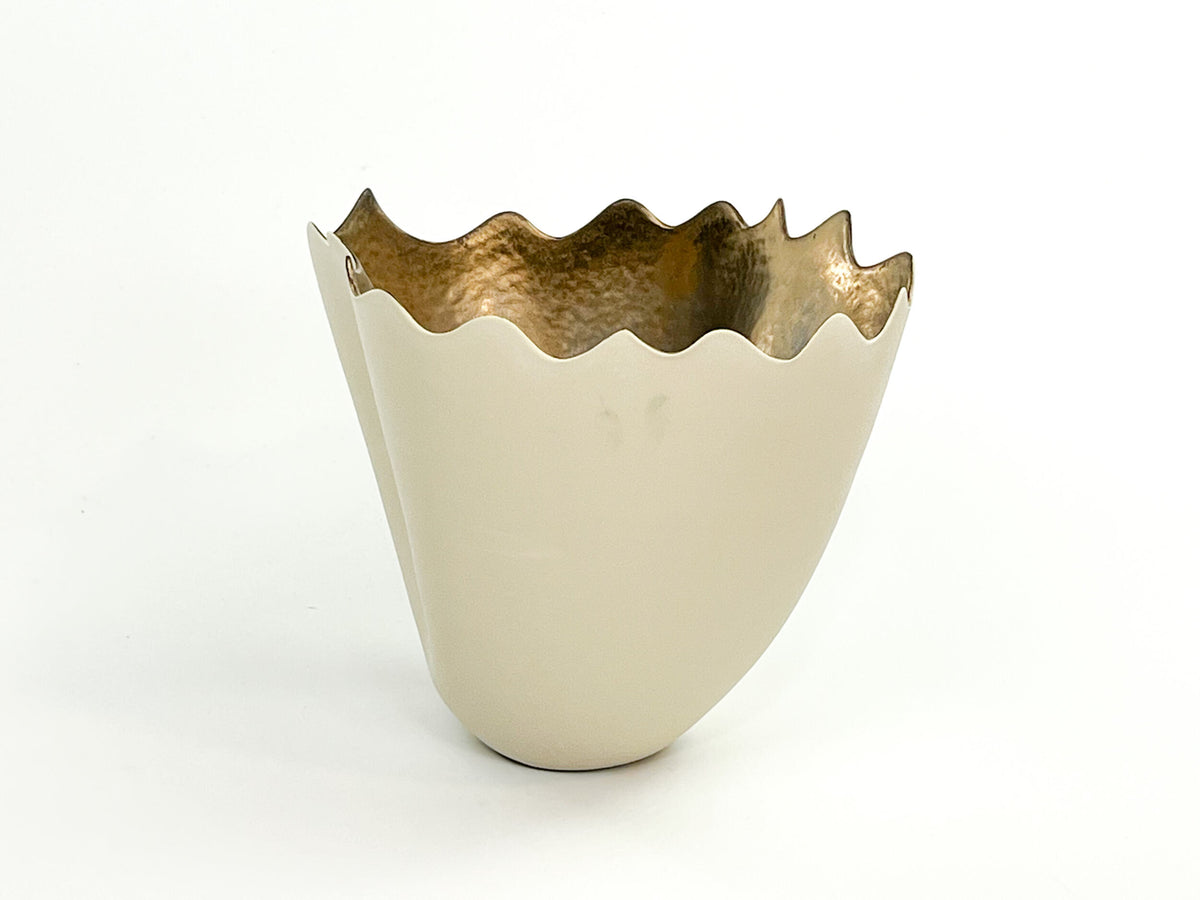 Golden Horizon X — JeanElton TallVase in Metallic & Cream, side view