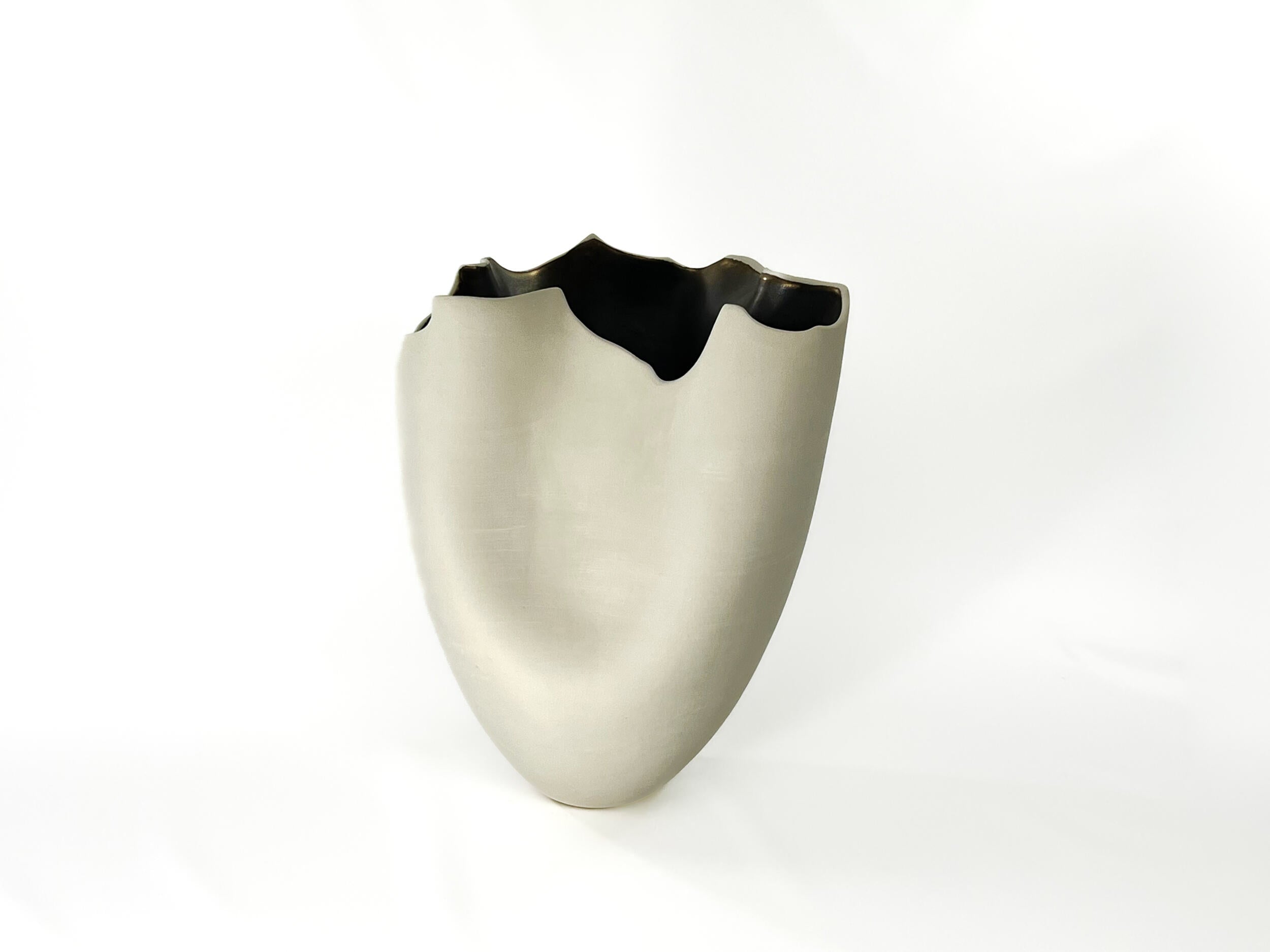 Golden Horizon XI — JeanElton TallVase in Metallic & Cream, front view