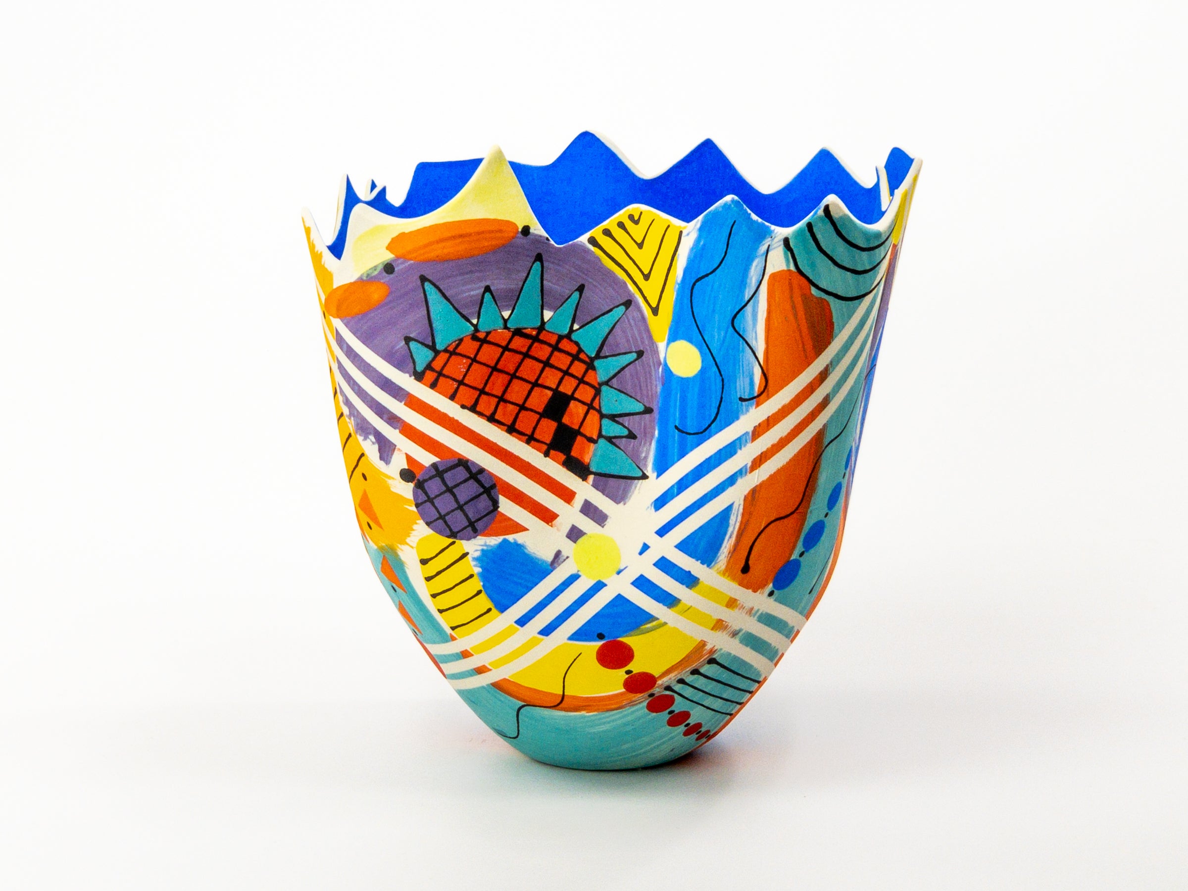 Vivid Mosaic IX — JeanElton TallVase in Multi-Color/Blue, front view