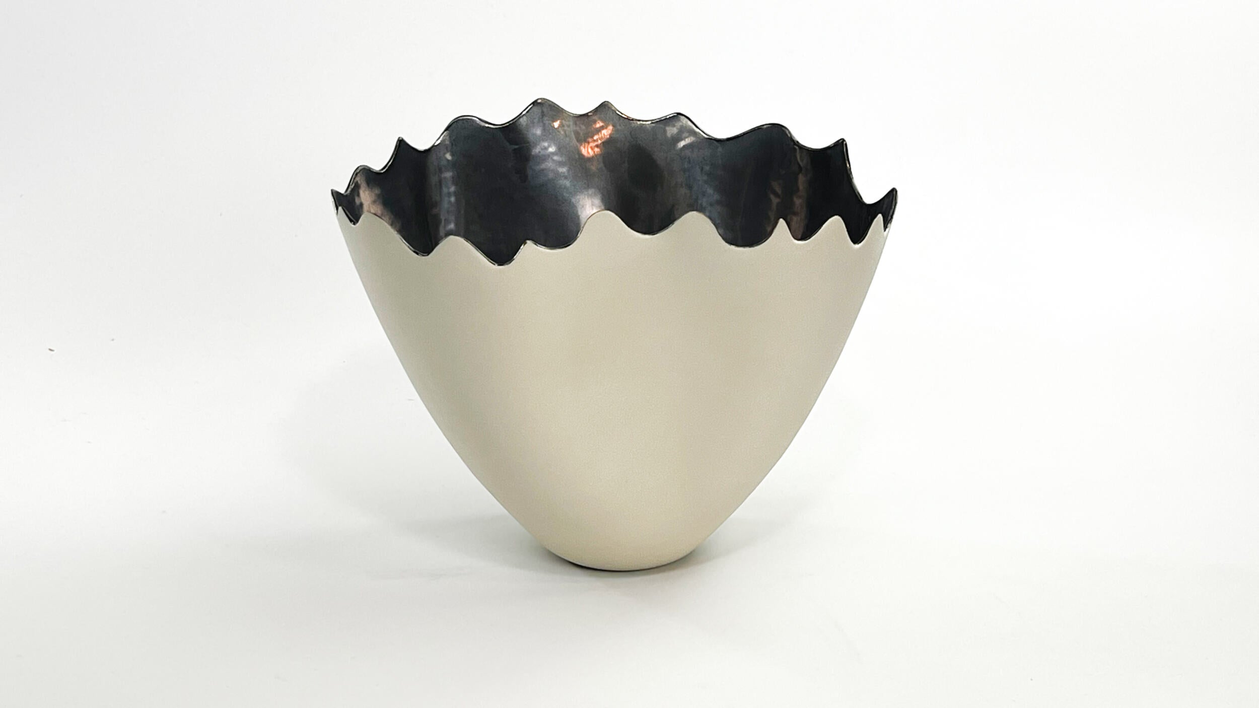 Palladium Horizon I — JeanElton TallVase in Metallic & Cream, front view