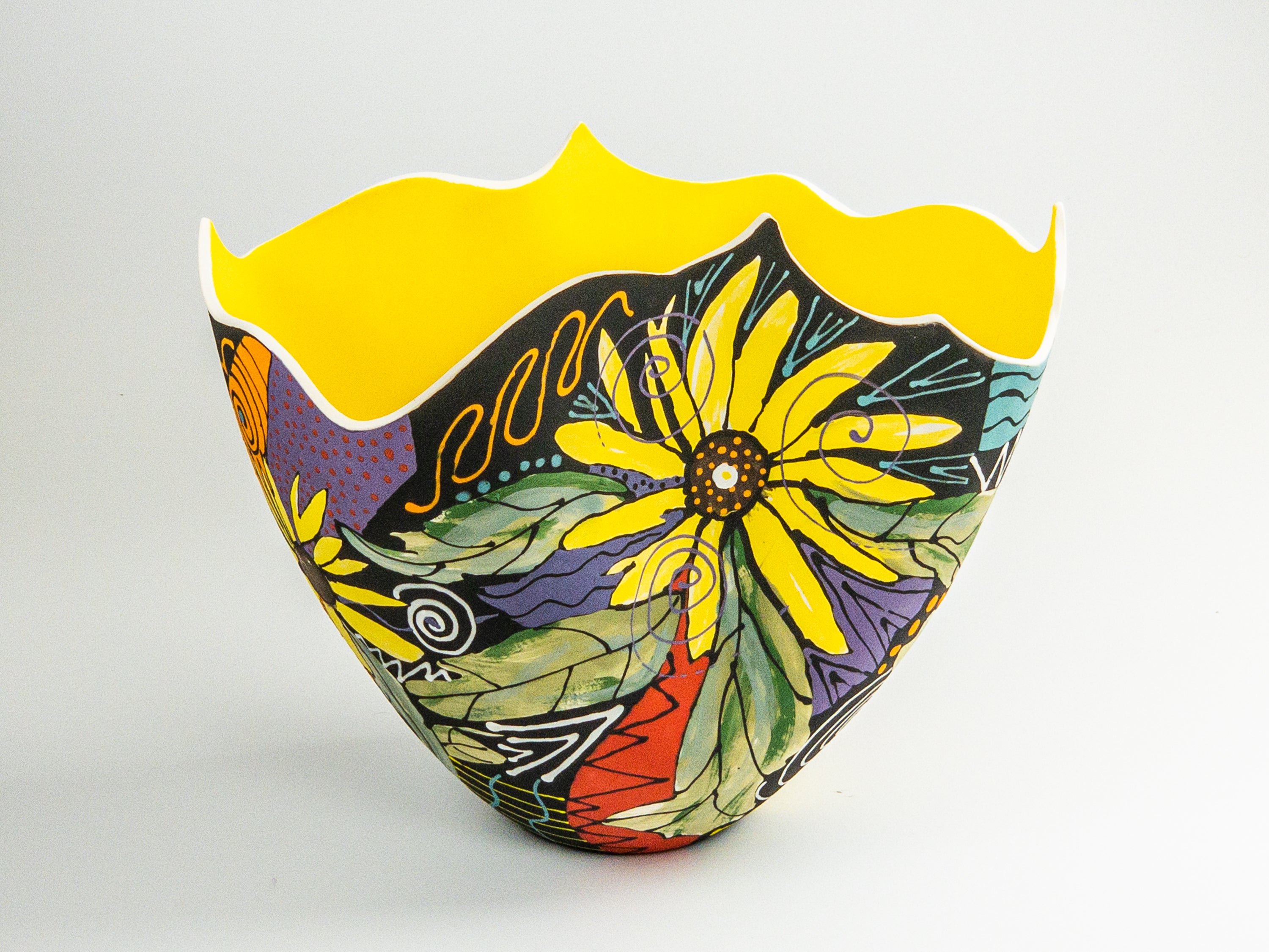 Yellow Daisy — JeanElton TallVase in Multi-Color/Yellow, front view