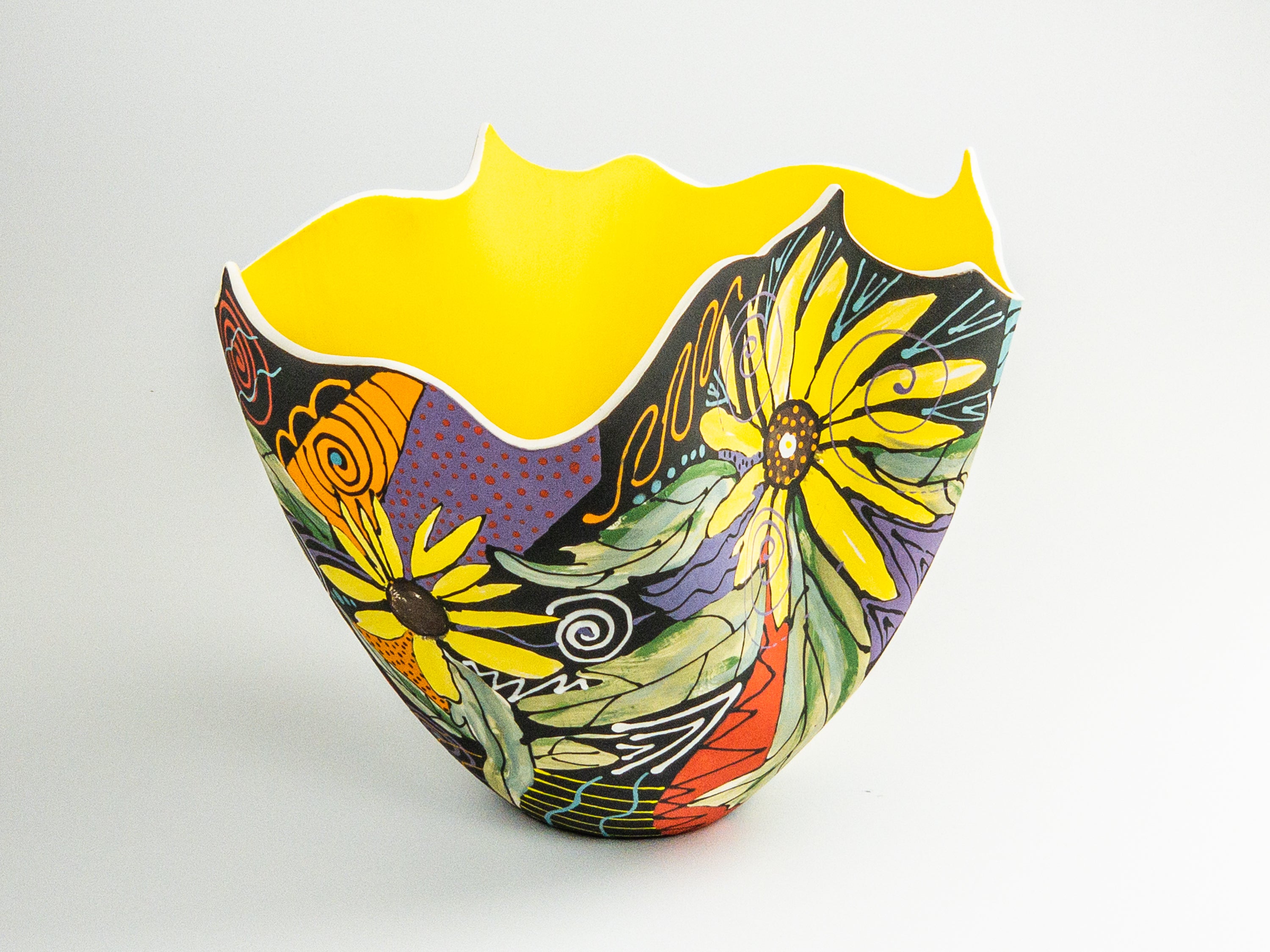 Yellow Daisy — JeanElton TallVase in Multi-Color/Yellow, three-quarter view