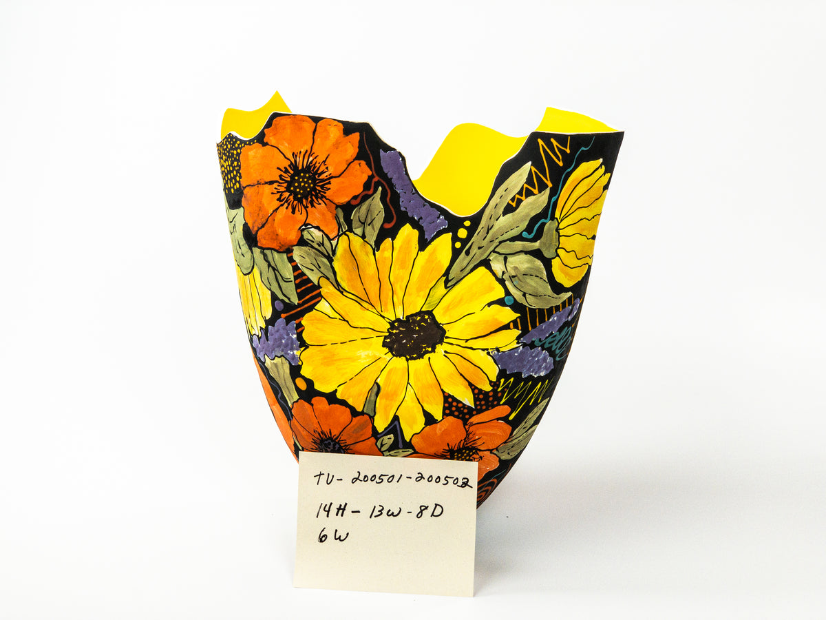 Xanthous Garden I — JeanElton TallVase in Multi-Color/Yellow, front view