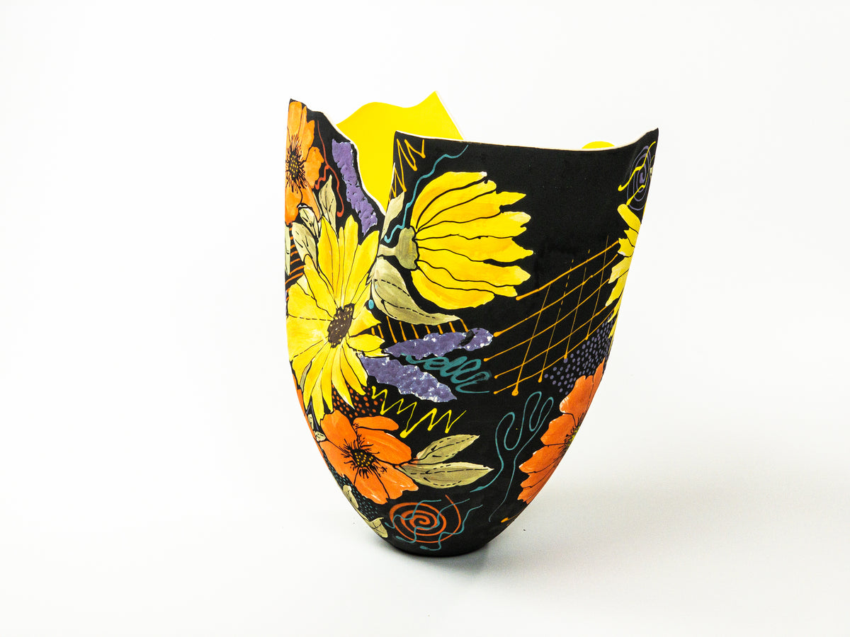 Xanthous Garden I — JeanElton TallVase in Multi-Color/Yellow, side view