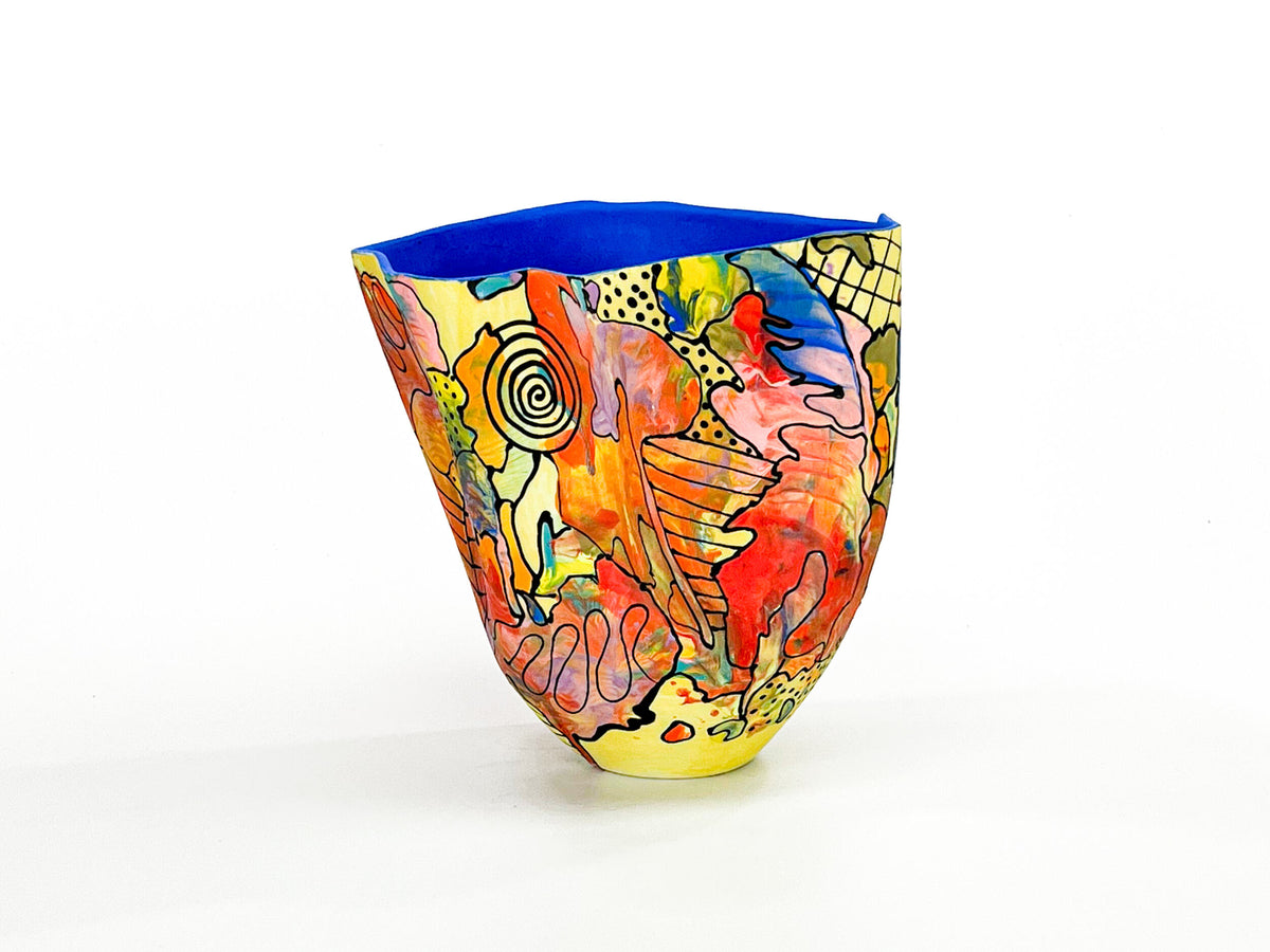 Salmagundi Salad II — JeanElton TallVase in Multi-Color/Blue, three-quarter view