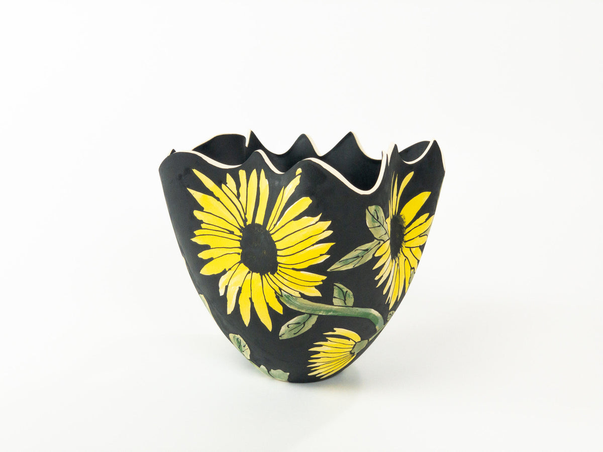 Sunwatcher — JeanElton TallVase in Black & Yellow, side view